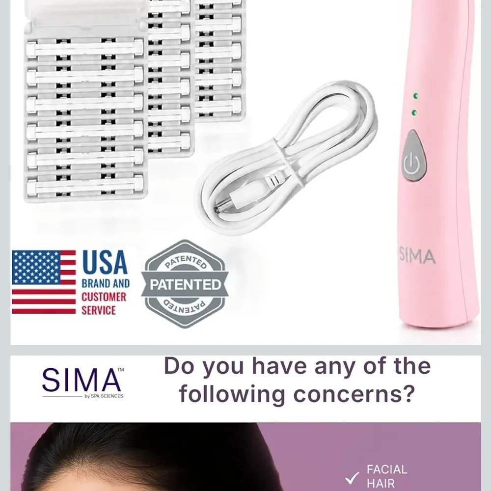 New Spa Sciences SIMA Sonic Facial Exfoliation/Hair Removal System Rechargeable
